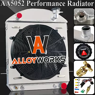 4 Row Radiator Shroud Fan+Relay For 1917-1927 Ford Model T Bucket Chevy Engine • $284.95