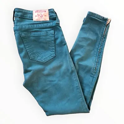 True Religion Tara Jean Deep Moss Women's Size 29 Low Rise  Tapered Zip Ankles • $29.98