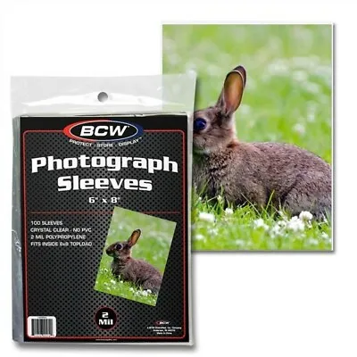 Pack Of 100 BCW Clear Archival 6x8 Soft Poly Photo Sleeves Acid Free 6 X 8 • $12.49