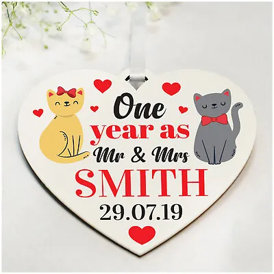 1st 10th Wedding Anniversary Gifts PERSONALISED For Husband Wife Cat Couple Gift • £5.99