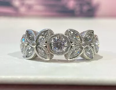 Judith Ripka 925 Sterling Silver Dominique Floral Ring Size 6 • $75