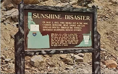 Sunshine Silver Mine Disaster Sign Idaho Kellogg Wallace ID Mining Postcard G22 • £9.49