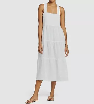 $179 Vitamin A Women's White Canyon Linen Sleeveless Midi Dress Size 10/L • £54.32