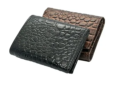 RFID Blocking Genuine Leather Men's ID Credit Card Croc Print Trifold Wallet • $16.20