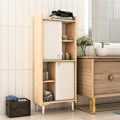 KayRana Leeds Oak And White Multipurpose Use Cabinet & 2 Doors • £74.99