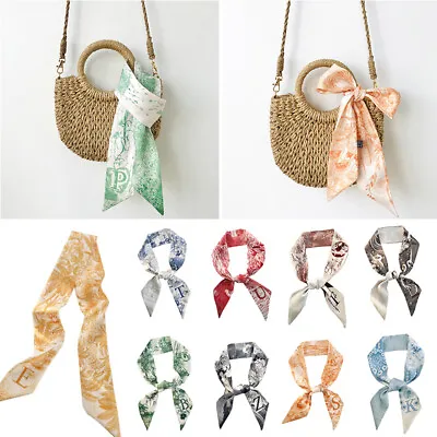 Women Neckerchief Silk Scarf Small Ribbon Tie Wrapped Bag Handle Decor Hair Ban` • £2.90