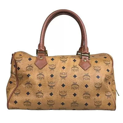 MCM Bag Handbag Boston Bag Vicetos Leather Brown I3199 Authentic • $0.99