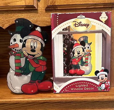 Disney Mickey Mouse Snowman 15  Lighted Window Decor Christmas Decoration • $39.99