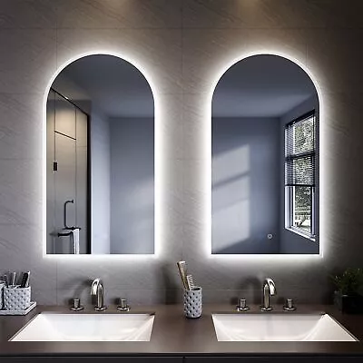 LED Illuminated Vanity Mirror Arch Touch Anti-Fog Makeup Decor Bathroom 900/500 • $128