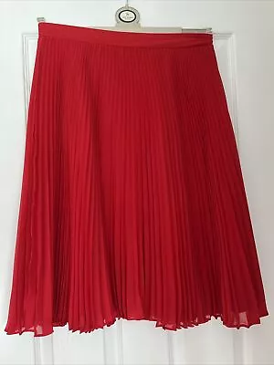 Jaegar Red Knife Pleated Skirt Size 12 • £19