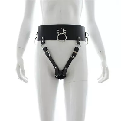 Faux Leather Female Male Chastity Belt Device Panties Thong Harness BDSM Bondage • £14.40