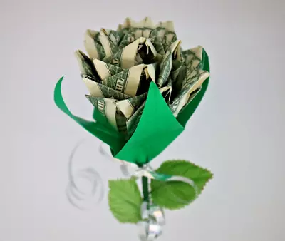 Money Rose Origami Flower 18 REAL $1 Bills Graduation Holiday Unique Gift Decor • $35