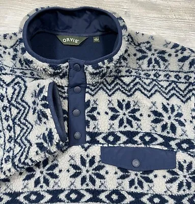 Orvis Sherpa Fair Isle Nordic Snowflake Men's Size XL Pullover Quarter Zip • $39.99