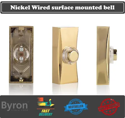£10.49 • Buy Byron Wired Bell Push Surface Mounted Bell Brass Finish 7960B