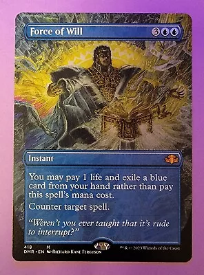 MTG Force Of Will (Borderless) Near Mint Normal Dominaria Remastered 418 • $70