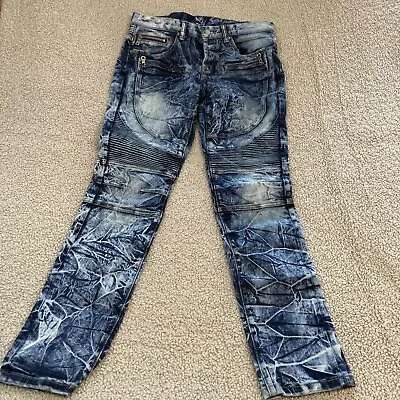 Dope Mens Skinny Jeans Acid Wash Denim Button Fly Size 30 • $11.04