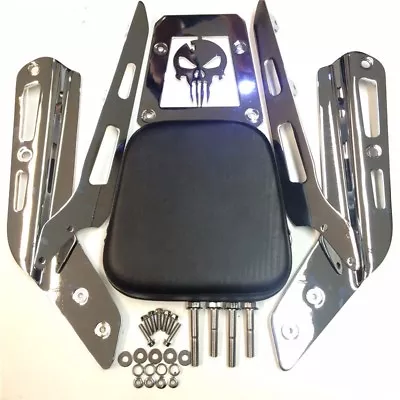 Skull Backrest Sissy Bar W/ Leather Pad For Honda VTX 1300C 1800C 86-12 Chrome • $116.28