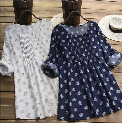 £13.49 • Buy Plus Size Women Printed Dot T-Shirt Dress Ladies Casual Baggy Tunic Tops Blouse
