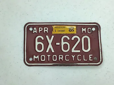 1995 Missouri Motorcycle License Plate  April Tag# 6X620 • $13.99