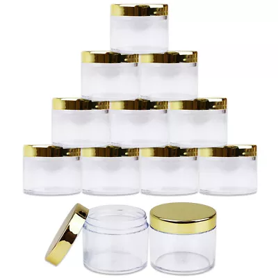 Beauticom 2oz/60g/60ml High Quality Acrylic Container Jars - Clear With Gold Lid • $5.99