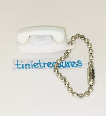 Vintage Mini Princess Telephone Keychain Keyring In White Tinietreasures • $5.75