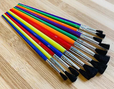 12 X Kids Paint Brush Set Brushes Painting Multicoloured Handles • £3.19