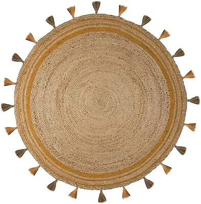 Round Rug Jute Handmade Floors 100% Natural Jute Feet Area Carpet Modern Rug • $225.90