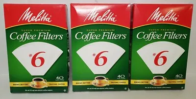 Melitta Super Premium #6 Cone Paper Coffee Filters White 3 Boxes 40 Each New Box • $9