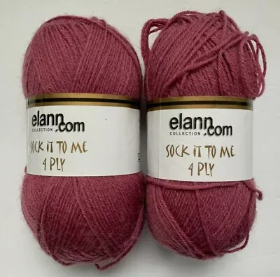 Lot Of 2 Skeins Elann Sock It To Me 4 Ply Pink 75% Superwash Wool 25% Nylon • $10.99