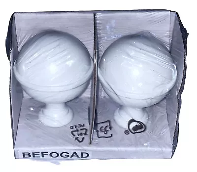 NEW Ikea BEFOGAD Finials 1 Pair Metal White 903.147.51 • $14.95