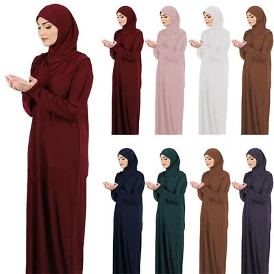 £20.99 • Buy One Piece Muslim Women Prayer Dress Islamic Hijab Abaya Khimar Jilbab Kaftan