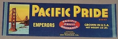 Vintage Pacific Pride Emperor Grape Crate Label Pacific Fruit  San Francisco Ca • $2.05