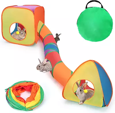 BWOGUE Bunny Tunnels & Tubes Collapsible Rabbit Hideout Tube And Foldable Cubes • $36.16