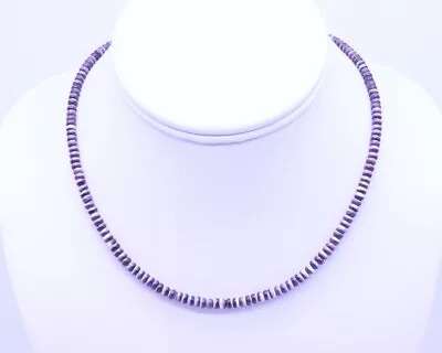 Dainty 4mm Violet Plum Purple Wampum Shell Modern Quahog Boho Choker Necklace • $185.50