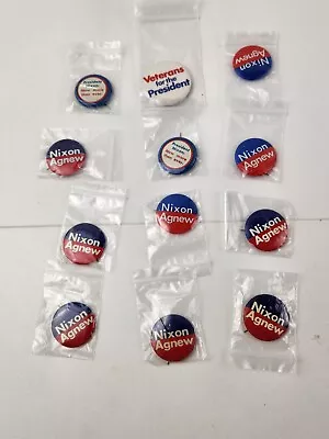 Presidential Campaign Pins Nixon Agnew Pins Buttons Lot Of 12 • $19.99