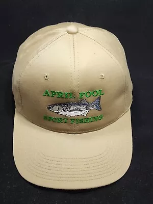 April Fool Sport Fishing Striped Bass Rockfish Young An Snapback Hat Beige • $10