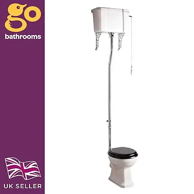 Traditional High Level Toilet Pan High Rise Cistern Chrome Brackets | Cambridge • £335