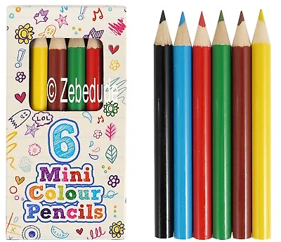 1 To 12 Packs 6 Mini Colouring Pencils Lucky Dip Party Bag Toys Fillers Kids • £2.25