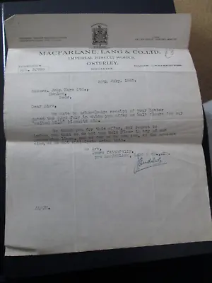 Macfarlane Lang & Co Ltd Imperial Biscuit Works Osterley 1953 Letter • $4.97
