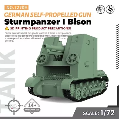 SSMODEL 1/72 Military Model Kit German Sturmpanzer I Bison Self-Propelled Gun • $15.99