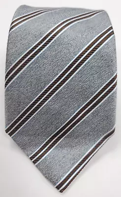 Canali 1934 Recent Silk Tie Gray Herringbone W/Diagonal Stripes 59.5  X 3 3/8  • $49.99