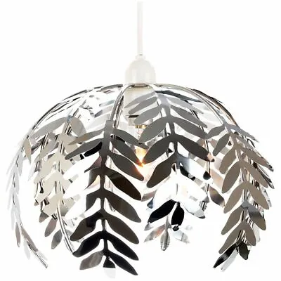 Traditional Fern Leaf Design Ceiling Pendant Light Shade In Silver Chrome Fin... • £36.50