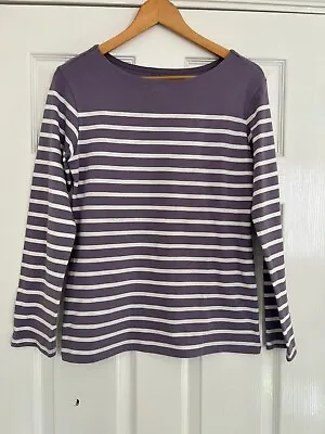 £9.99 • Buy Seasalt Cornwall Sailor Top Womens Size Uk 8 Purple Stripe Long Sleeve Fab