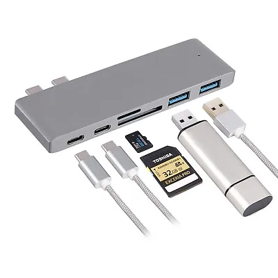 $23.85 • Buy 6 In 1 USB C HUB 3.0 Type C Multi-Splitter Adapter For PC MacBook IPad Laptop