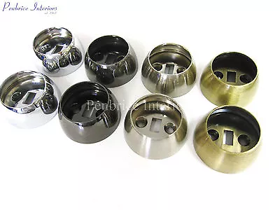 2 Curtain Pole Recess Brackets For 28mm Diameter Rods Wardrobe Rail Support Ends • £10.12