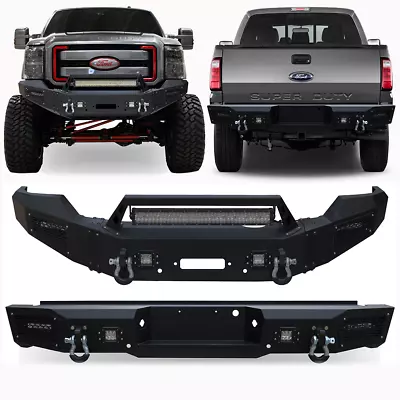 Fit For 2011-2016 Ford F-250/F-350/F450 New Front & Rear Bumper Black W/D-Rings • $815.98