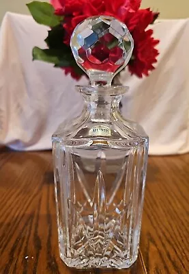 Vintage ATLANTIS Lead Crystal Whiskey 10  DECANTER W/STOPPER Square Heavy Signed • $55