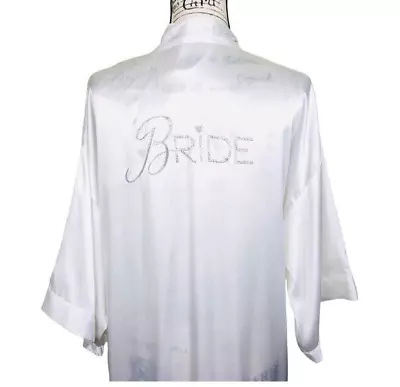 Victoria's Secret Wedding Kimono Sleeves Robe OS White Rhinestone I DO BRIDE • $22