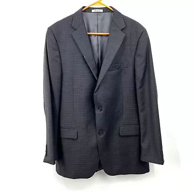 Hickey Freeman Milburn II Gray Plaid 100% Wool Jacket Blazer Sport Coat 42 Long • $39