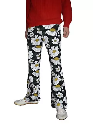 Mens FLARES Flower Mens Bell Bottoms Hippie Vtg Indie Trousers 60's 70s Psych • $39.79